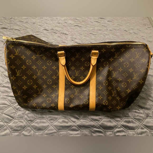 Authentic Vintage Louis Vuitton Keepall 55” Vachetta Leather Monogram Duffle Bag - Picture 1 of 8